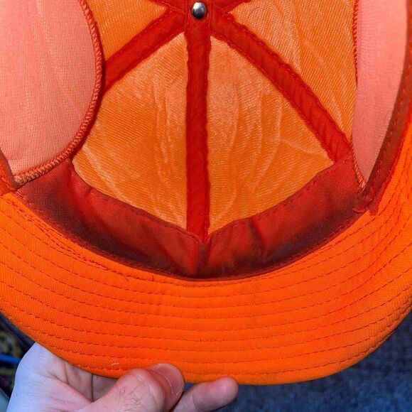 Vintage Youngan Blaze Orange Hunting Brimmed Ear Flap Mens Hat Size M Winter Cap - Picture 11 of 12